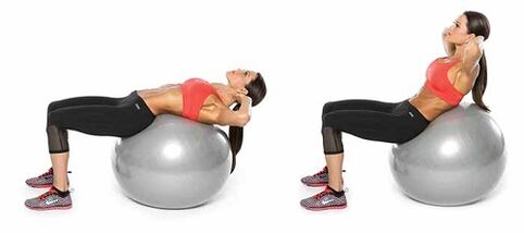 Drehen eines Fitballs zum Abnehmen am Bauch und an den Seiten